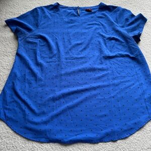 Merona Short Sleeve T-Shirt Top Blue Women's Size XXL Polka Dot Comfort Fit Tee